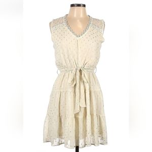 Sweet Wanderer Ivory Crochet Lace Casual Midi Summer Dress Belt Size L